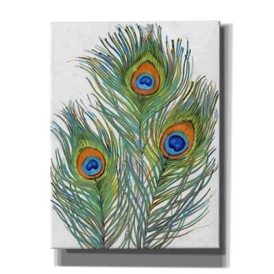 Vivid Peacock Feathers II' By Tim O'toole, Canvas Wall Art, 20""X24 -  Bungalow Rose, 1134E2B25EC646EE853A81ED611DEF5F