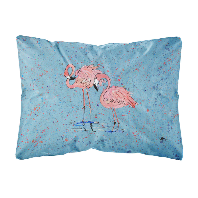 Coussin décoratif intérieur/extérieur rectangulaire flamant rose, Bleu