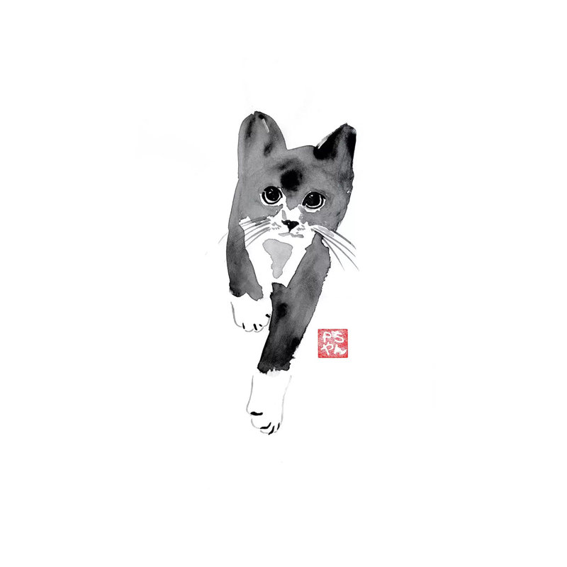 «Run Cat» par Péchane - reproduction d'art sur toile tendue, H 40 po x l 26 po x P 1,5 po