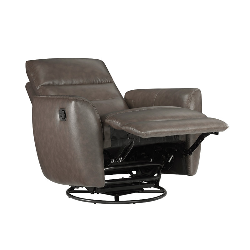 Fauteuil inclinable manuel pivotant Cax, tirette, cuir brun foncé, Marron foncé
