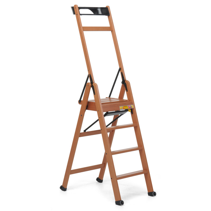 4 - Step Wood Small Step Ladder, Walnut