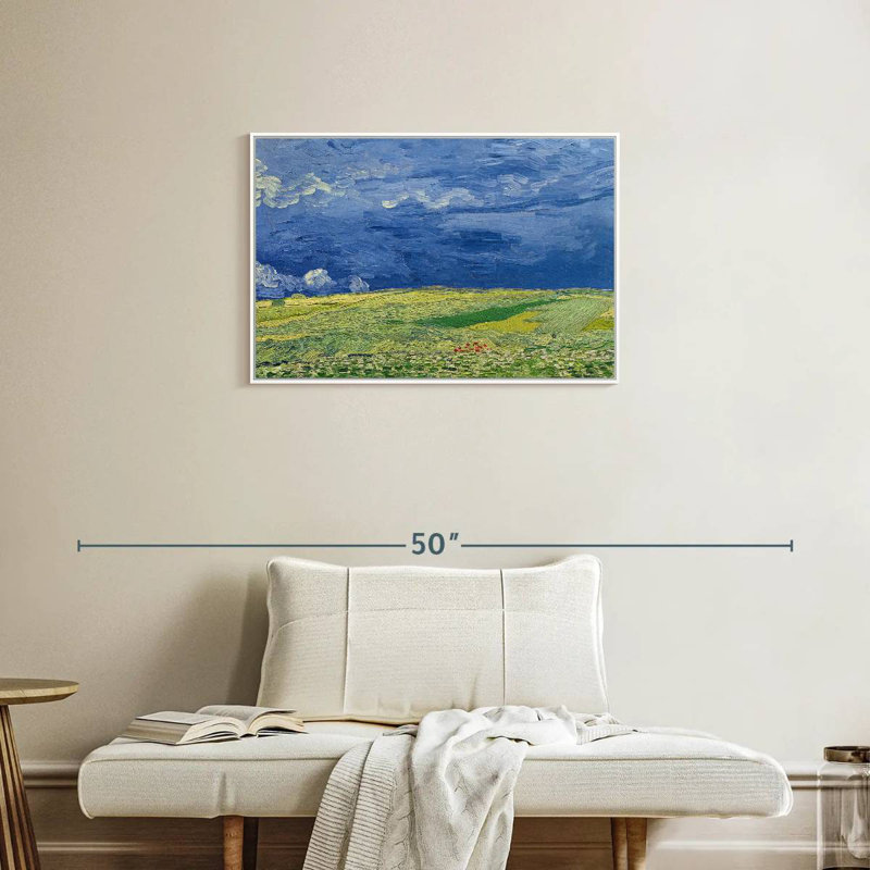 Wheatfields Under Thunderclouds, Cadre flottant blanc, 31 po x 21 po