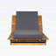 Chaise longue en bois d'acacia avec coussin mobile gris foncé - Chaise longue large en teck, fauteuil inclinable 3 positions, capacité de 400 lb