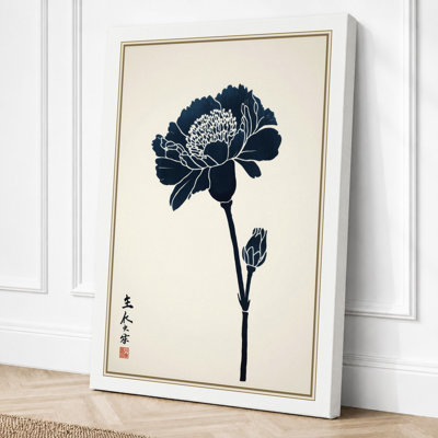 Carnation in Ink Japandi - Wrapped Canvas