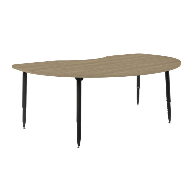 Table d'activité à grain de bois avec pieds fuselés réglables Adapte 48 x 72, Chêne Pasadena, Noir