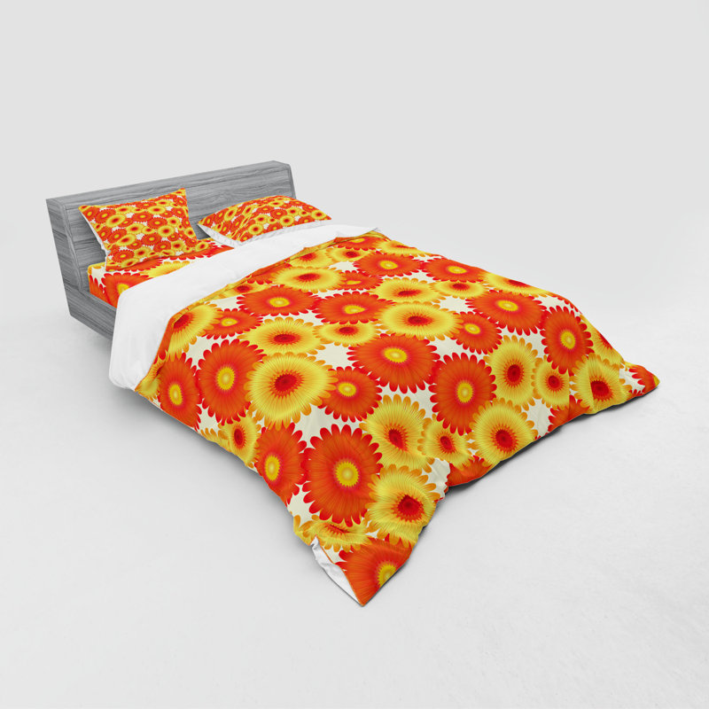 Ensemble de housse de couette en forme de "fleurs gerbera, Housse de couette grand + 3 pièces supplémentair
