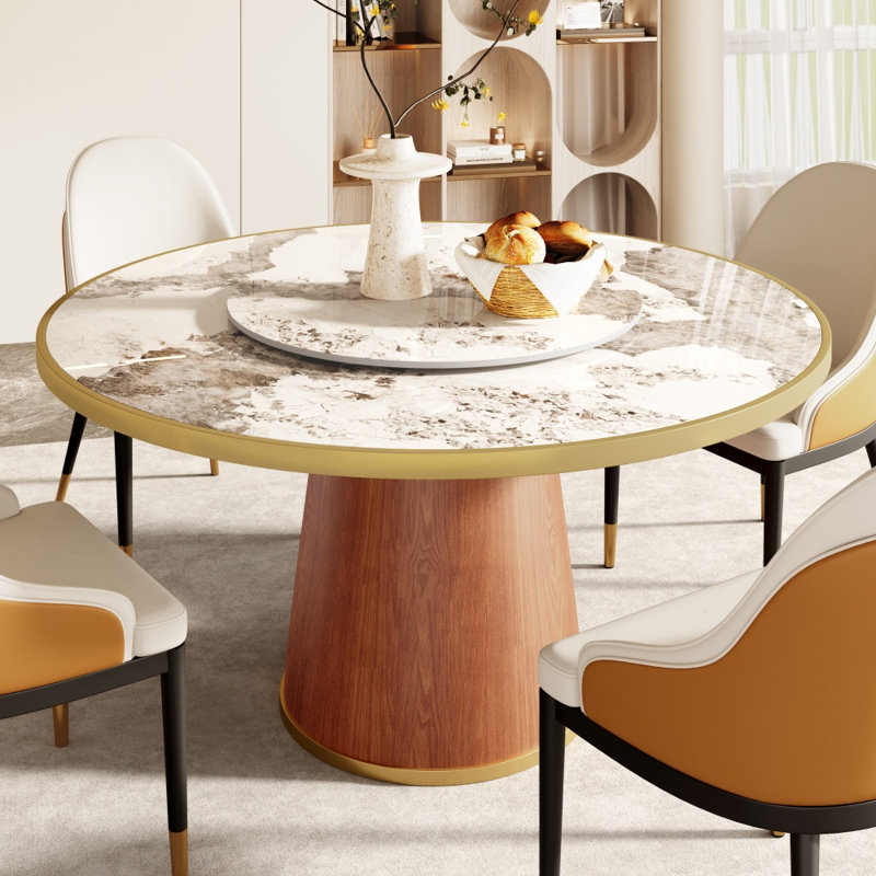 Table de salle à manger Fancy Modern, H 29,52 po x L 59,06 po x l 59,06 po, Blanc / Gris