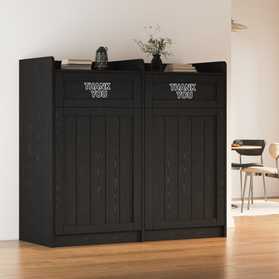 Trash Can Cabinet, Wooden Restaurant Trash Can With Tray Holder, Large Commercial Garbage Cabinet For Restaurant Cafeteria Office