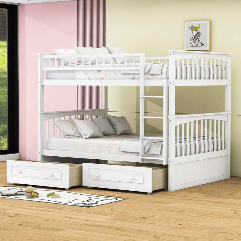 Ezai Full Over Full 2 Drawers Standard Bunk Bed by Harriet Bee, White