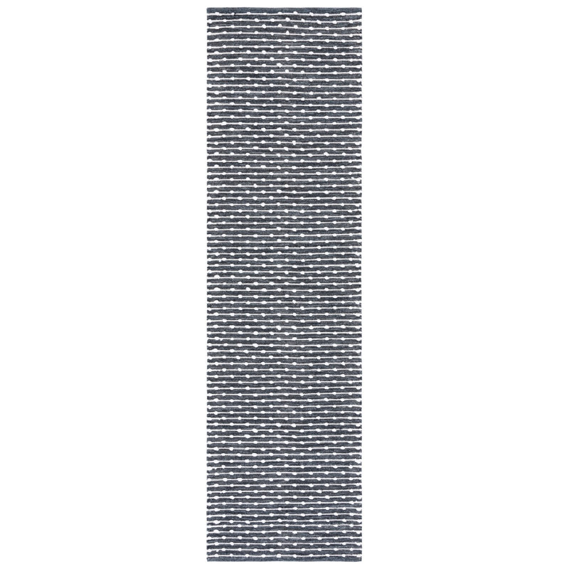 Tapis gris / ivoire en coton tissé à plat Montauk, Tapis de couloir 2 pi 3 po x 8 pi