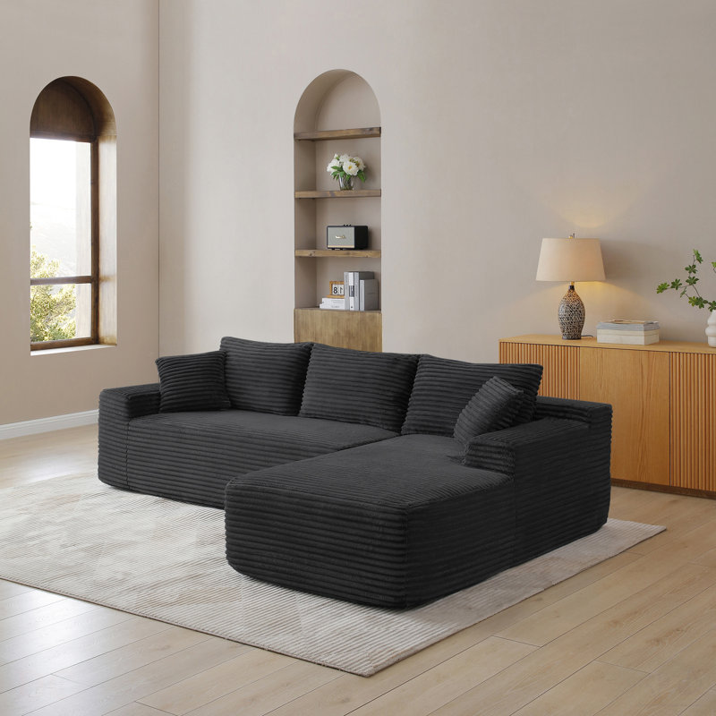 Canapé modulaire de 105 po, canapé modulaire Cloud avec assise profonde, canapé modulaire moderne en L avec méridienne, fauteuils rembourrés pour le salon, sans assemblage