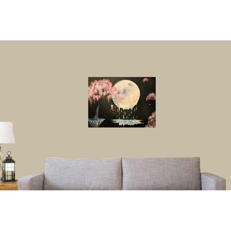 «Tree Swing Melty Moon» par Ed Capeau - reproduction d'art, H 24 po x l 18 po x 1,5 po, Toile tendue, Pas de tapis