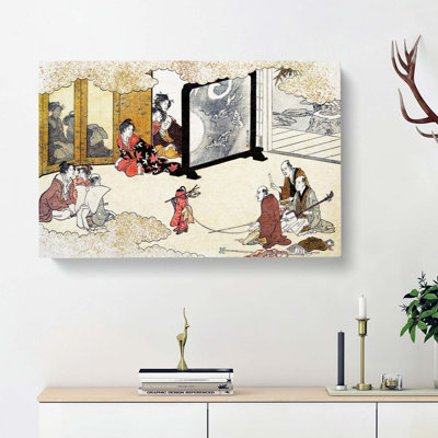 Seeing A Performance by Kitagawa Utamaro - Wrapped Canvas
