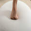Tabouret rond en velours ivoire