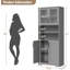 Armoire de salle de bain haute, armoire de rangement autoportante avec 4 portes et tablettes réglables