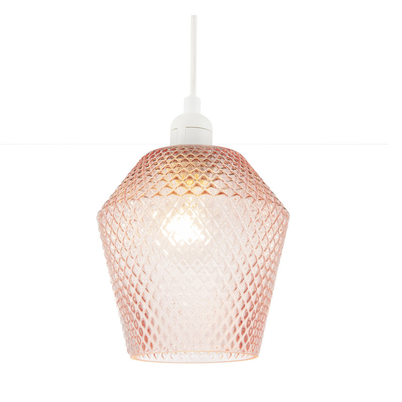 17cm H Glass Round Pendant Shade ( No Direct Attachment Method ), Pink