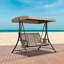 Balancelle d'extérieur 3 places avec cadre en acier résistant aux intempéries, auvent inclinable réglable, beige-1040319643