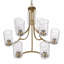Lustre - configuration ronde à 9 lumières à niveaux avec abat-jour en verre texturé