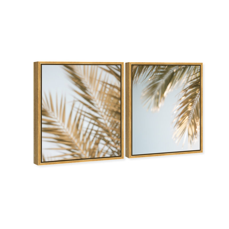 Palm Visions Set Floral & Botanical Canvas Print by Oliver Gal, Black Frame, 16 x 20, 25"H x 31"W, Gold Floater Frame