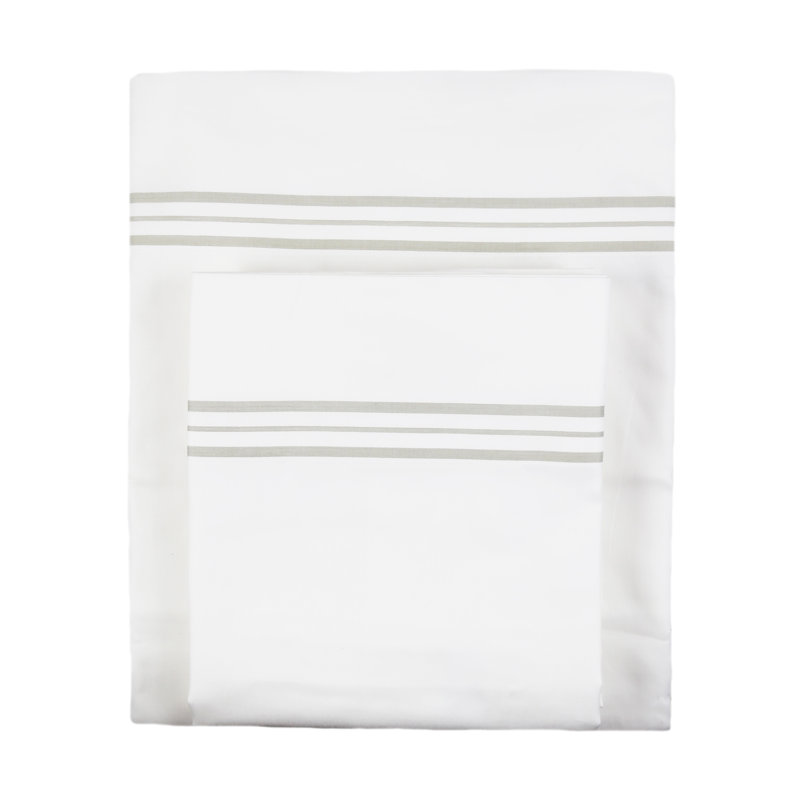 Orleans Sheet Set, California King Sheet Set with 2 Pillowcases, White Taupe