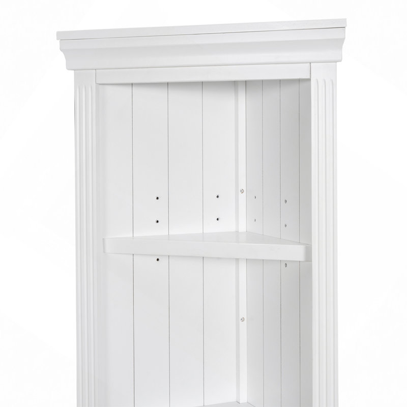 Étagère d'angle moderne de 83,4 po de hauteur, bibliothèque d'angle à 5 niveaux avec éclairage à DEL, étagère de rangement sur pied, présentoir de plante à angle ouvert pour petit espace de salon, coin mural, bureau personnel, blanc
