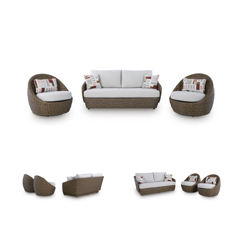 Causeuse d'extérieur avec 2 chaises pivotantes UKee (ensemble de 3)