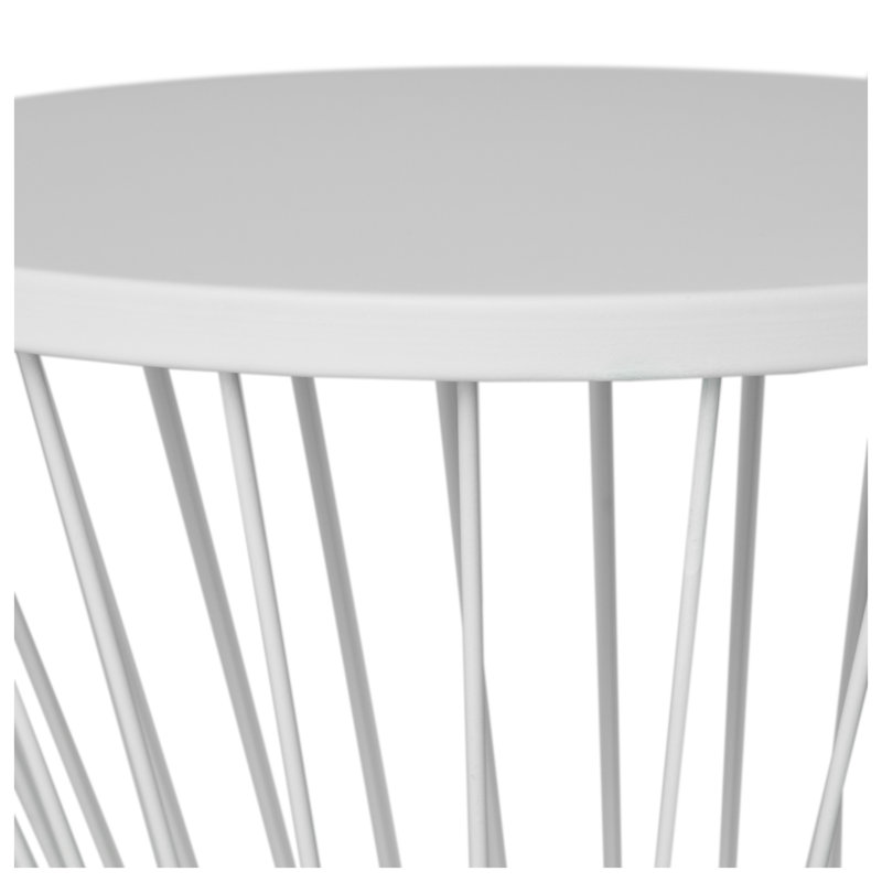 Table d'appoint d'extérieur moderne en fer blanc mat LASSEN, Blanc