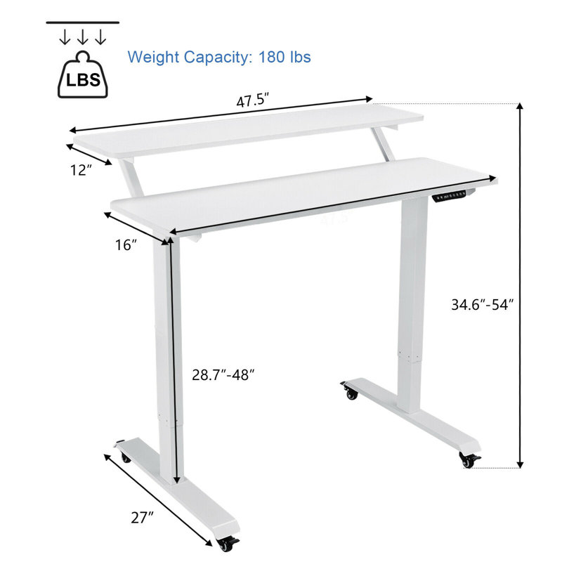 Bureau debout à hauteur ajustable Aynslie, Blanc