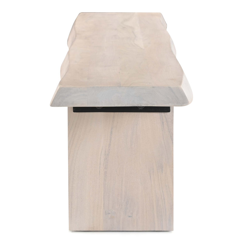 Modern Brazilian Bello Bench, 18" H x 78" W x 15" D, White Wash
