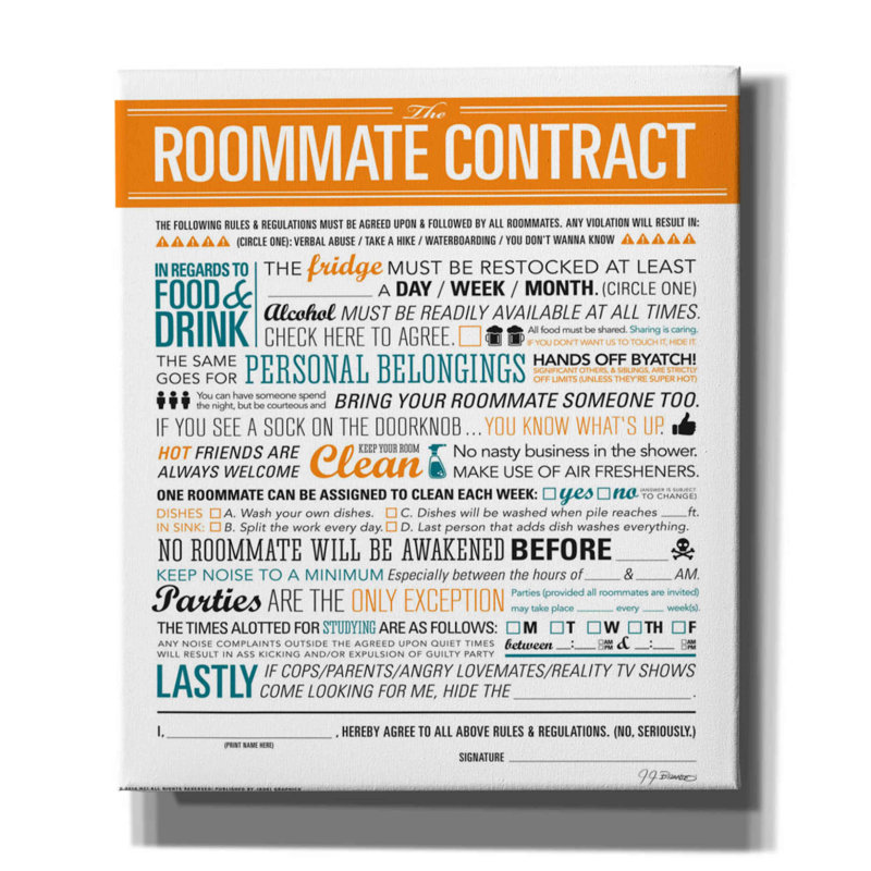 Harjun " Roommate Contract " by JJ Brando, 30" H x 26" W x 1.5" D