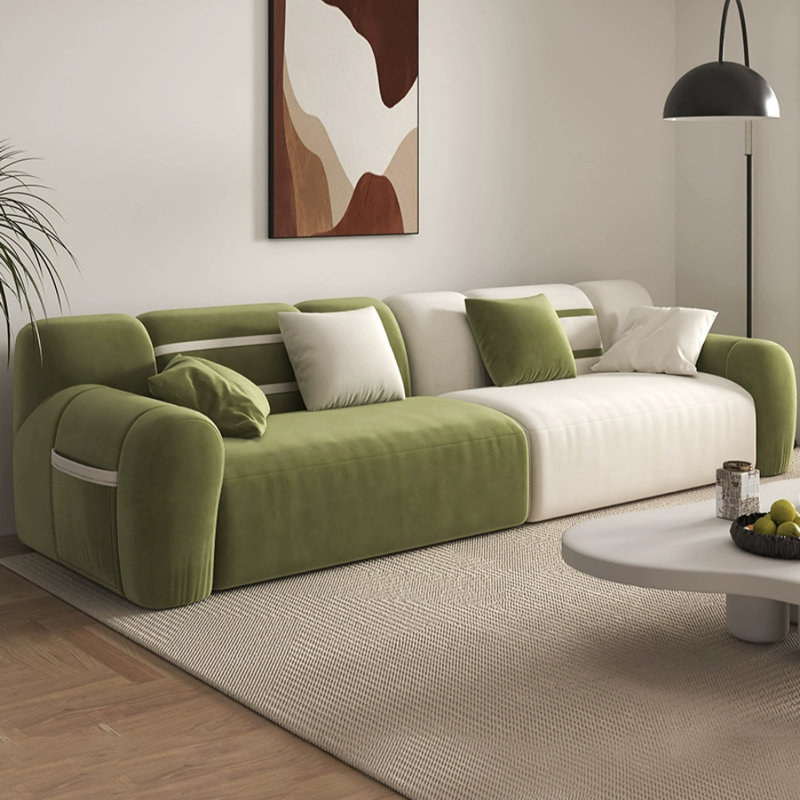 Canapé de salon moderne en tissu simple, White/Green