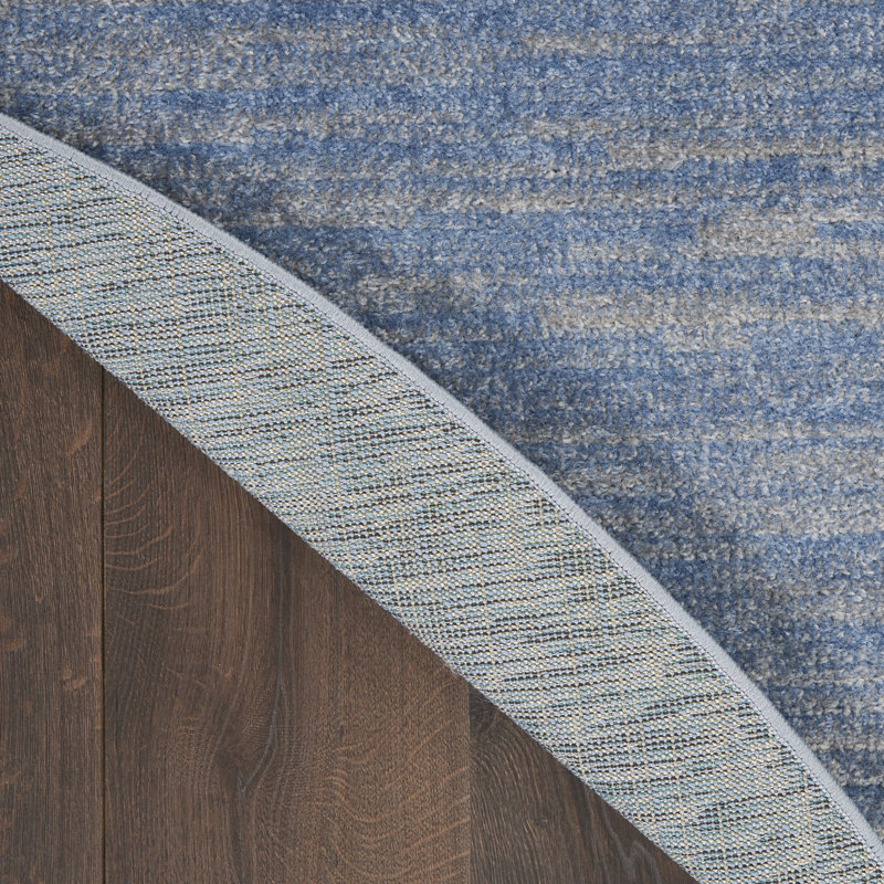 Nourison Essentials Blue/Gray Indoor/Outdoor Area Rug, Round 8'