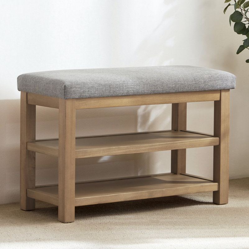 Polyester Upholstered Storage Bench, Grey, 54.1cm H x 80cm W x 35.1cm D