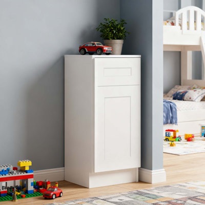 Armoire à secousse en bois massif de 12 pouces avec porte à fermeture en douceur, tiroir et tablette réglable pour la cuisine, la salle de bain, la buanderie et le garage
