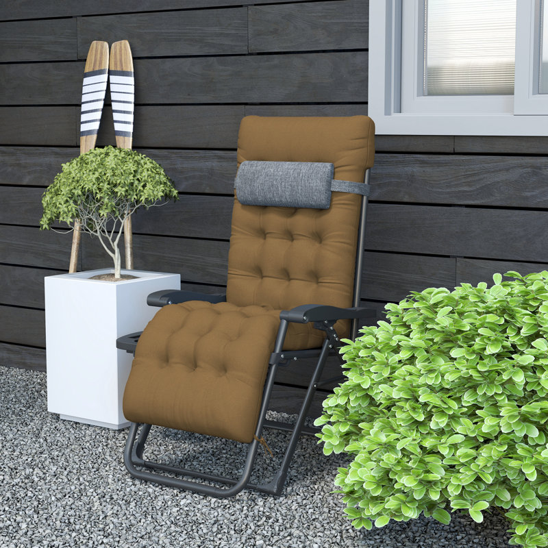 Chaise rembourrée zéro gravité, fauteuil inclinable pliant, kaki clair