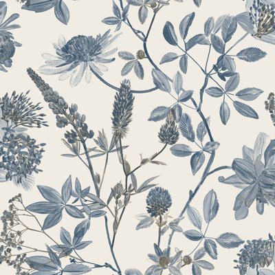 Botanical Blueprint Painterly Branches Wallpaper