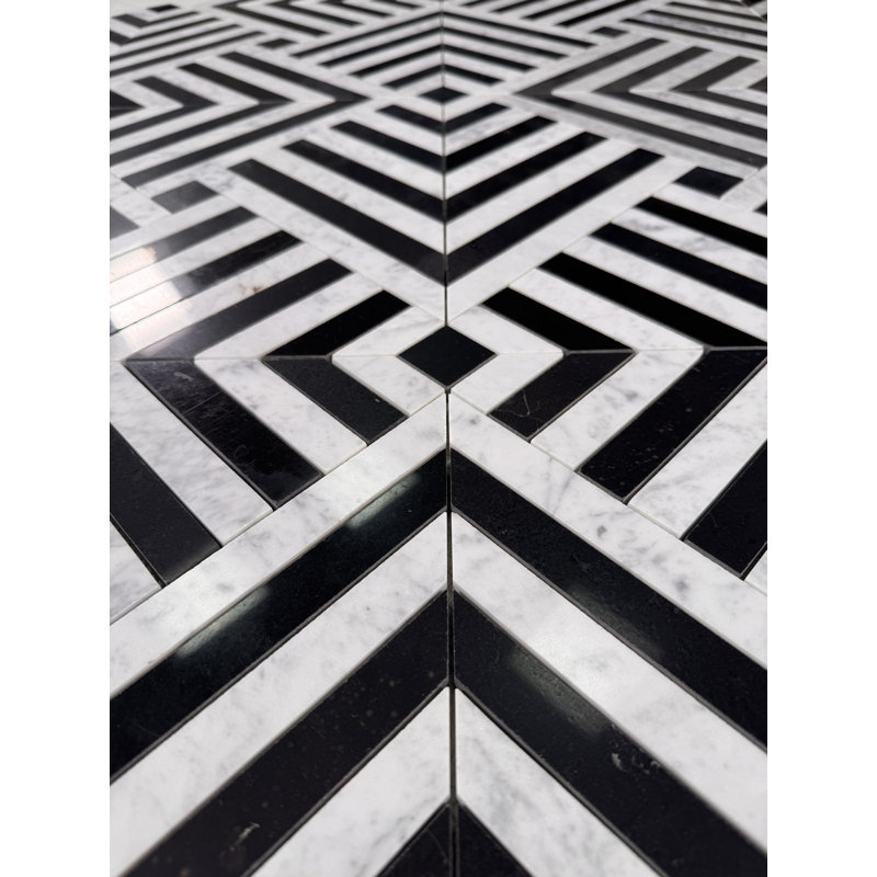 Mosaïque de marbre à losanges imbriqués