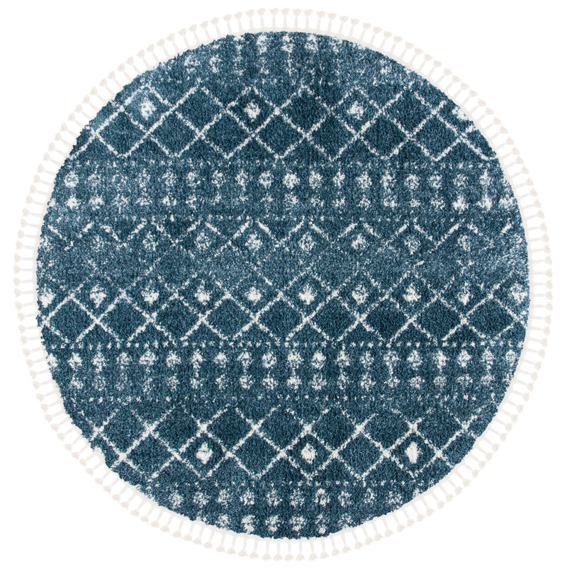 Destiney Fringe Shag Performance Southwestern Rug, Round 6'7"