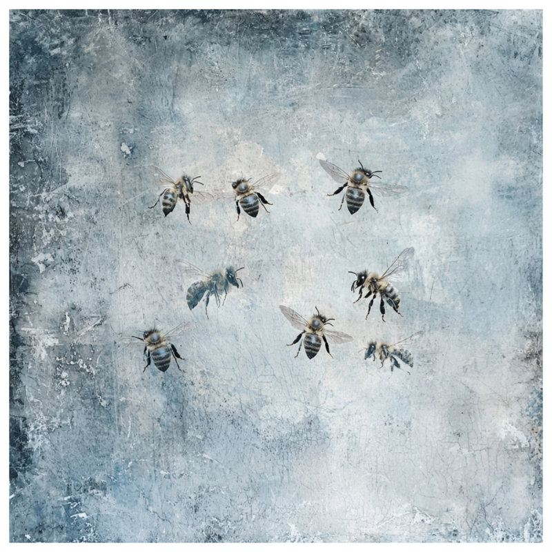 Flying Bees On Blue Comforter, King