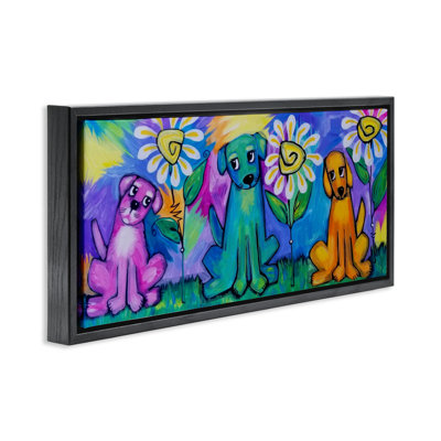 «Puppy Trio with Daisies», art mural par Nettie Price