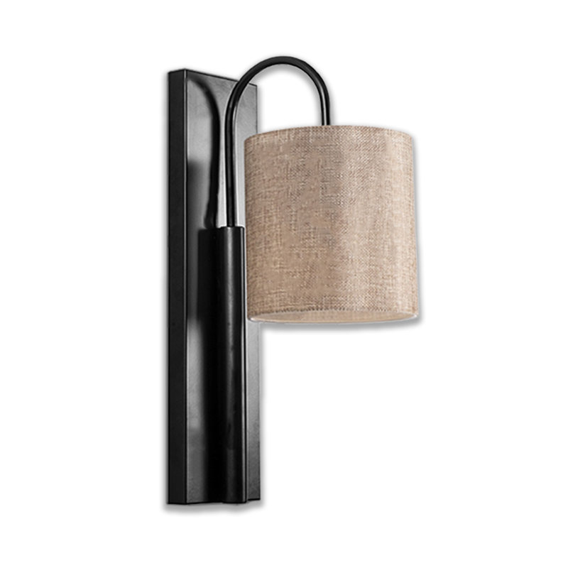Vanderly 1-Light Armed Sconce With Cylinder Fabric Cap
