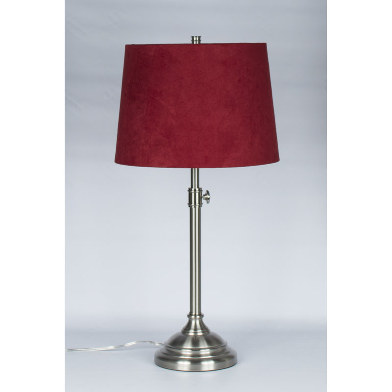 Lampe de table 34 po Caitlynne, Suède rouge, Nickel brossé