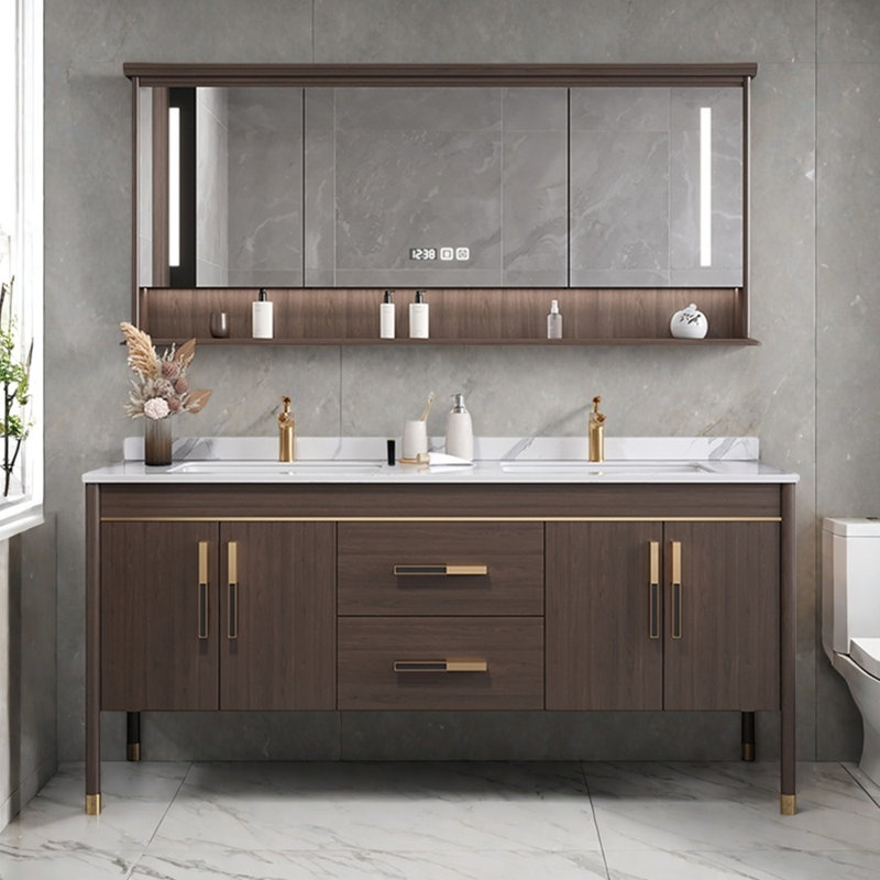 Chinese light luxury high-end bathroom cabinet, 31.5" H x 66.9" W x 21.6" D