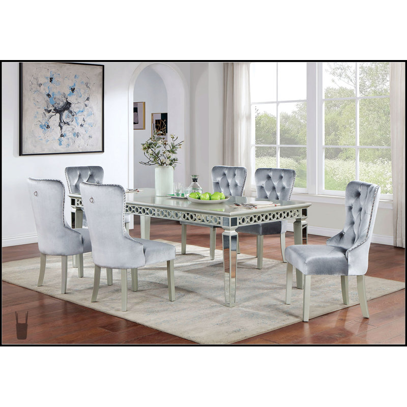 Ensemble de salle à manger 7 pièces Glam, 7 pièces : table, 6 chaises