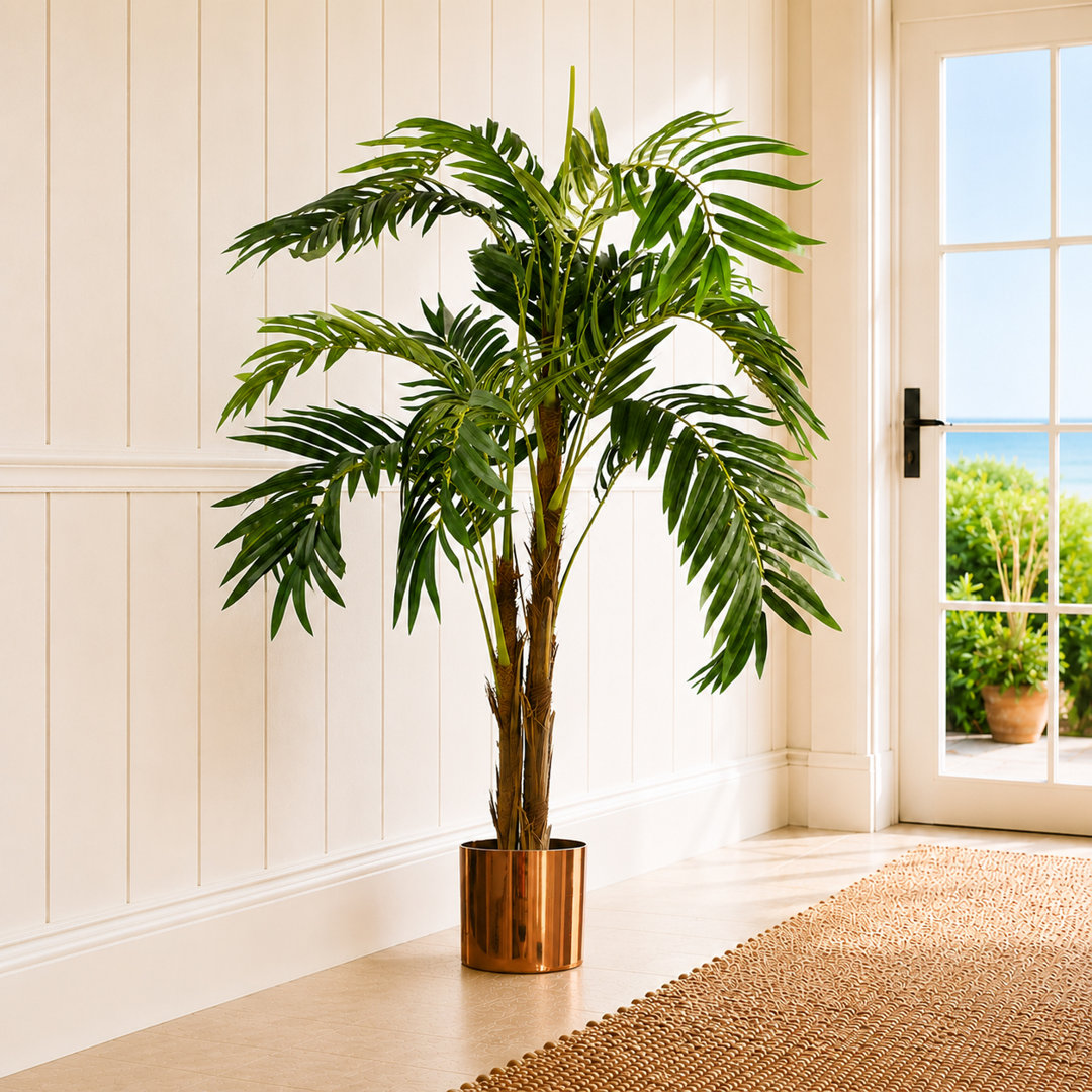 B&Q -  120Cm Premium Artificial Palm Tree With Pot With Copper Metal Planter - Image 3