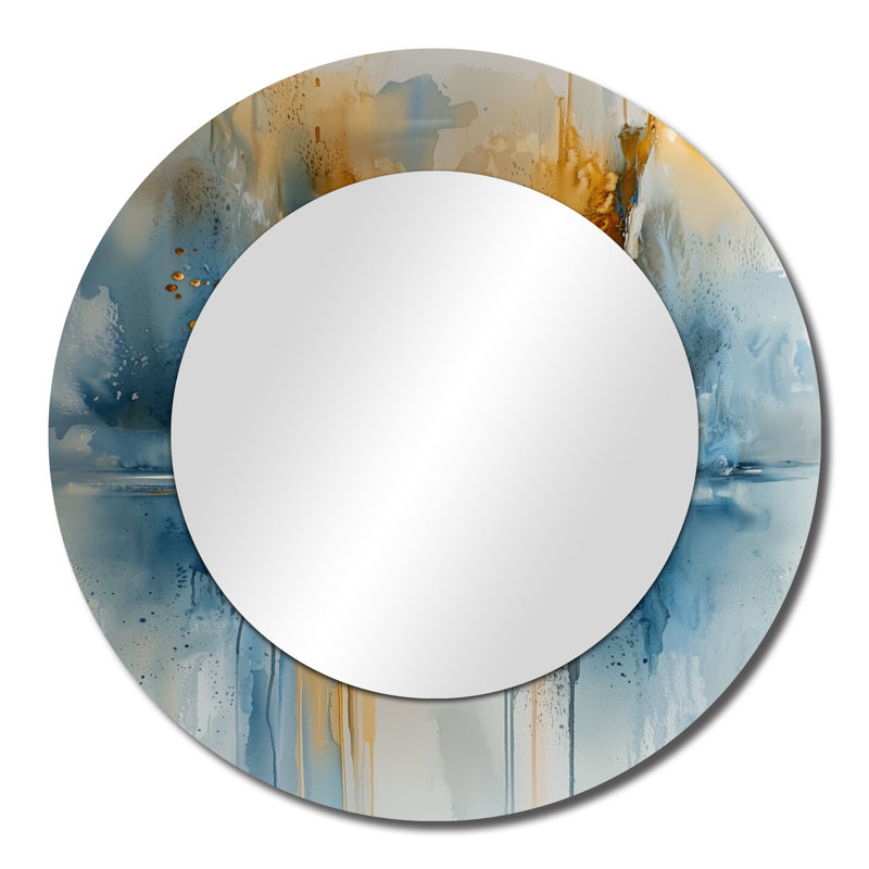 Parallel Coastal Divide Horizon Landscape I - Miroir abstrait pour décoration murale - imprimé sur métal, 23 po x 23 po