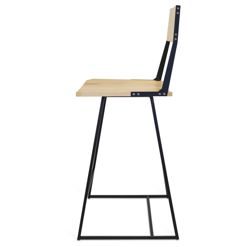 Tabouret de bar et de comptoir en bois massif, Noir, Tabouret de comptoir (assise de 26 po de hauteur)
