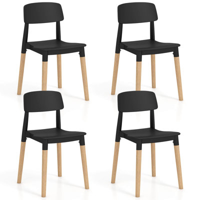 Ensemble de 4 chaises d'appoint de salle à manger avec dossier ergonomique Corrigan Studio® et pieds robustes en bois