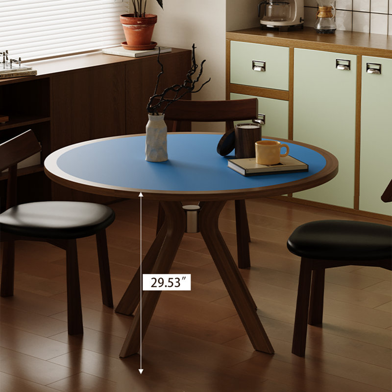 Table de salle à manger avec cadre ignifuge bleu, H 29,53 po x L 39,37 po x l 39,37 po