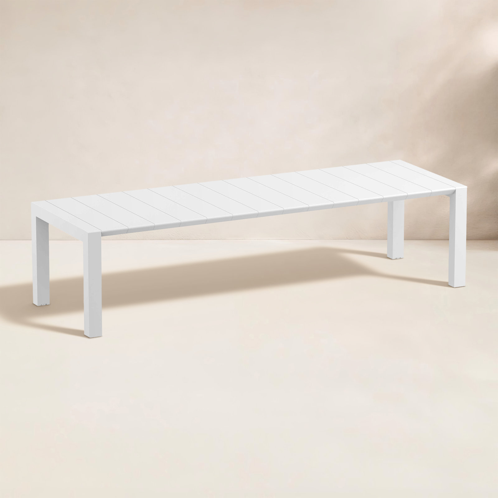 Farrah Extendable Plastic / Acrylic Outdoor Dining Table, White, 39" W x 102" L x 29.5" H